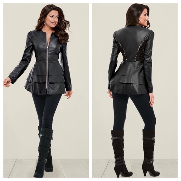 VENUS Jackets & Blazers - Venus Lace Up Faux Leather Jacket M NWOT